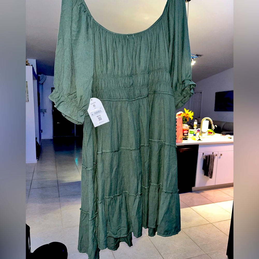 Brand new olive green dress from Arula (altar’d state sister store)